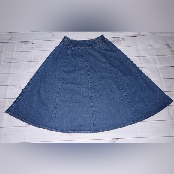 Philipp Plein Gold Logo Denim Flared Skirt Size Large , Luxury Denim, Mid Length - Picture 3 of 7